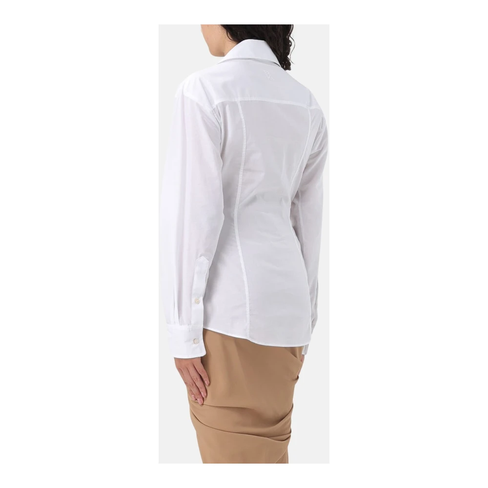 Erika Cavallini Poplin Overhemd met Knoopdetail White Dames