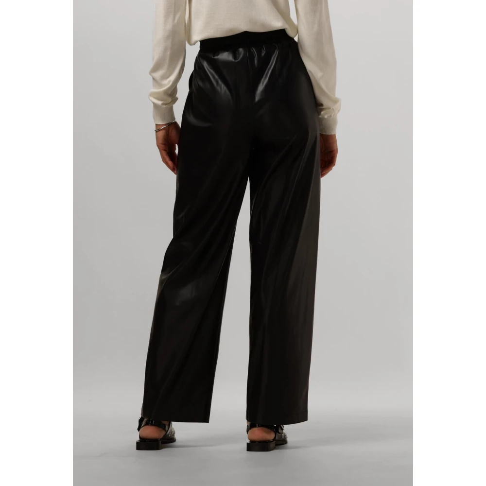 Liu Jo Zwarte Leatherlook Wijde Jogger Broek Black Dames