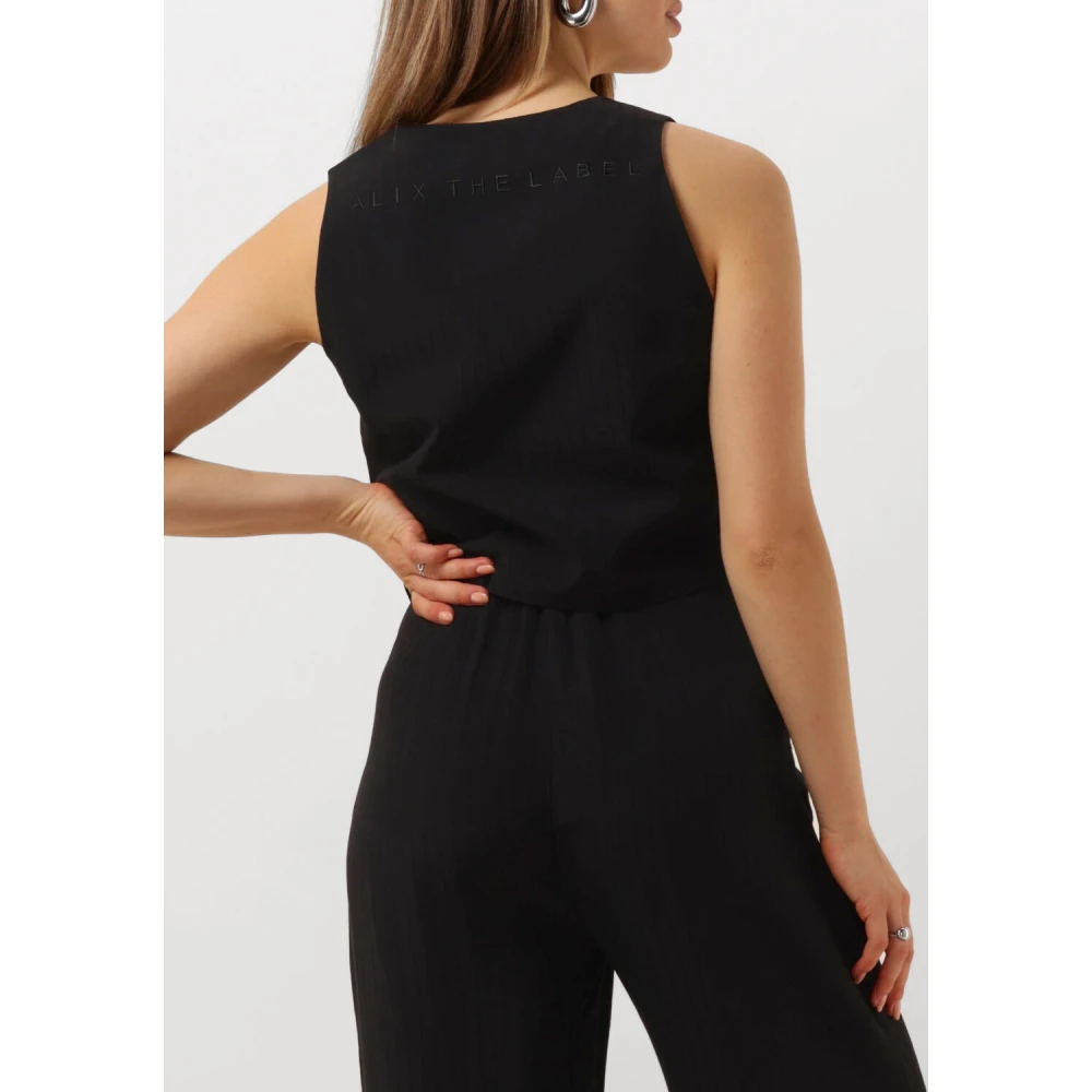Alix The Label Gestreepte geweven vest Black Dames