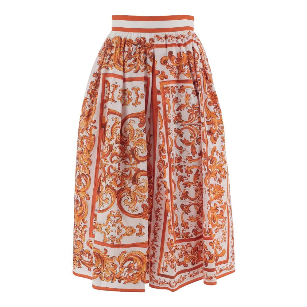 Dolce & Gabbana Women's Multicolor Majolica-Print Pleated Skirt - Midi Skirts - M - Skirts