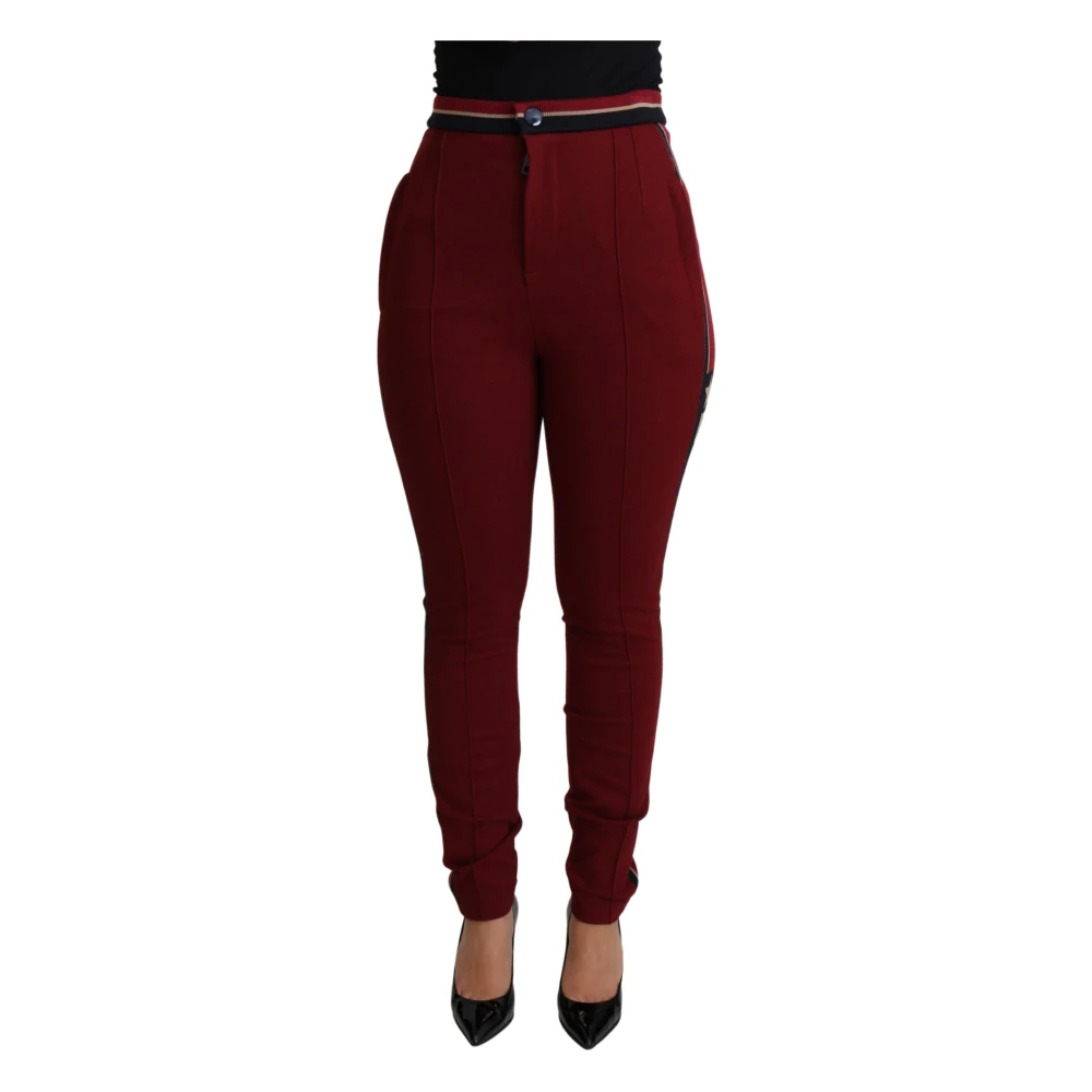 Dolce & Gabbana Women's Red Star Striped Skinny Cotton Pants