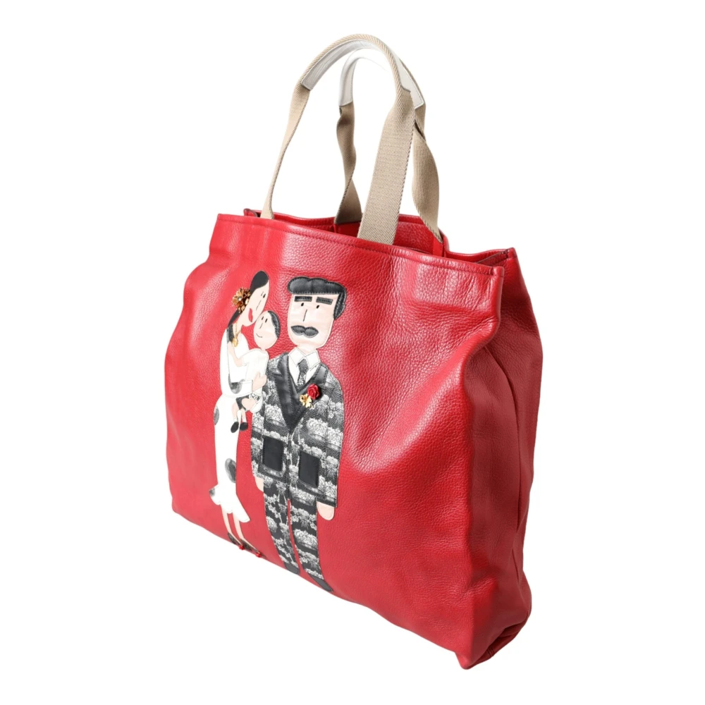 Dolce & Gabbana Rode Leren Familiewapen Winkelmand Red Dames