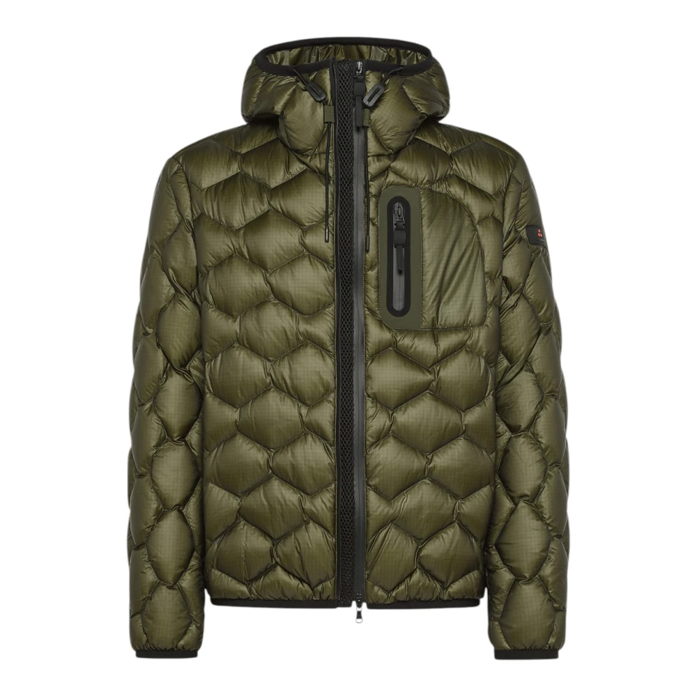 Peuterey Men's Green Geometric Puffer Coat - Down Jackets - S - Jackets