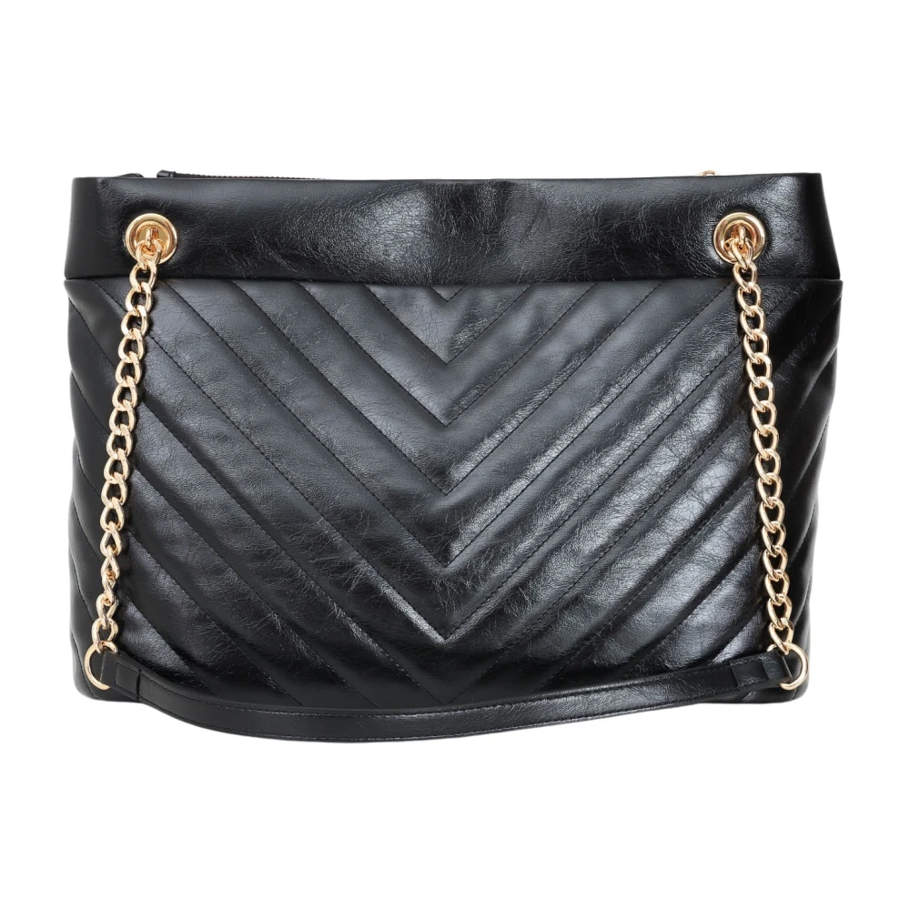 Love Moschino Zwarte Shopper Tas met Kettinghandvatten Black Dames