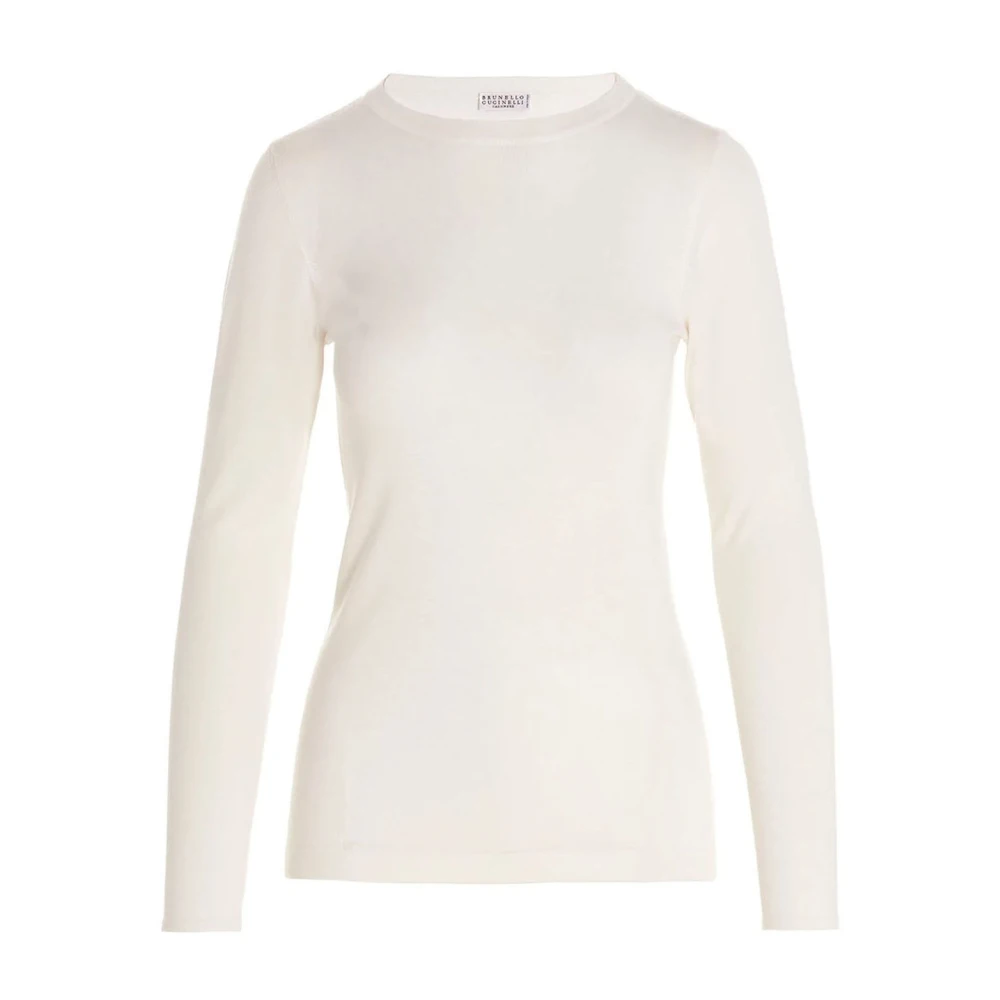 BRUNELLO CUCINELLI Luxe Cashmere Crewneck Pullover White Dames