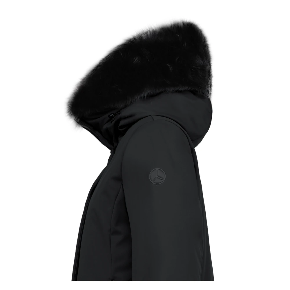 People of Shibuya Technische parka met afneembare bontcapuchon Black Dames