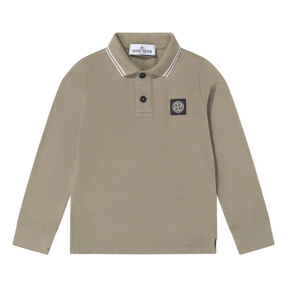 Stone Island Boys Green Organic Cotton Long Sleeve Polo Shirt - Size 10 Years Kids - Image 3