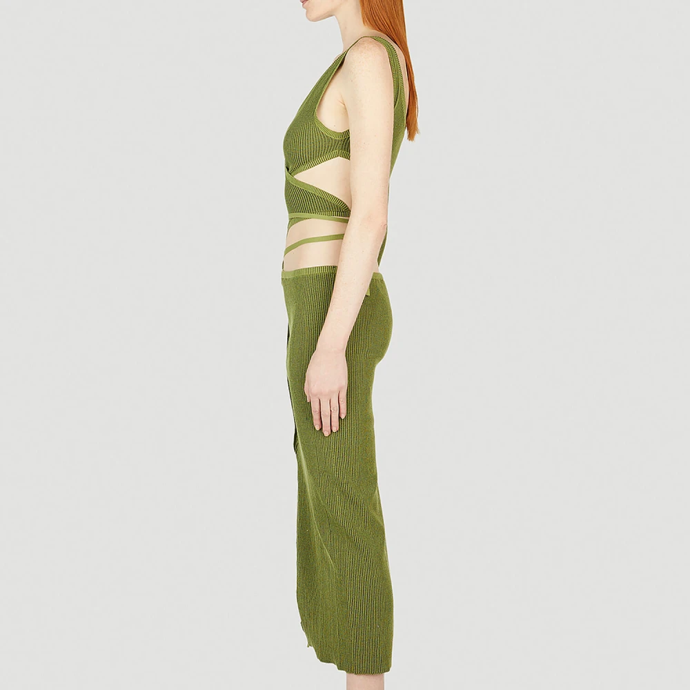 Ester Manas Gerimpelde Peephole Jurk Green Dames
