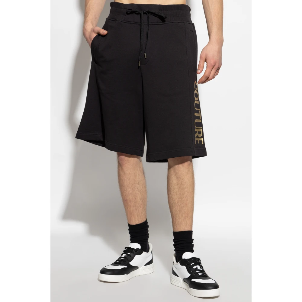 Versace Jeans Couture Shorts met bedrukt logo Black Heren
