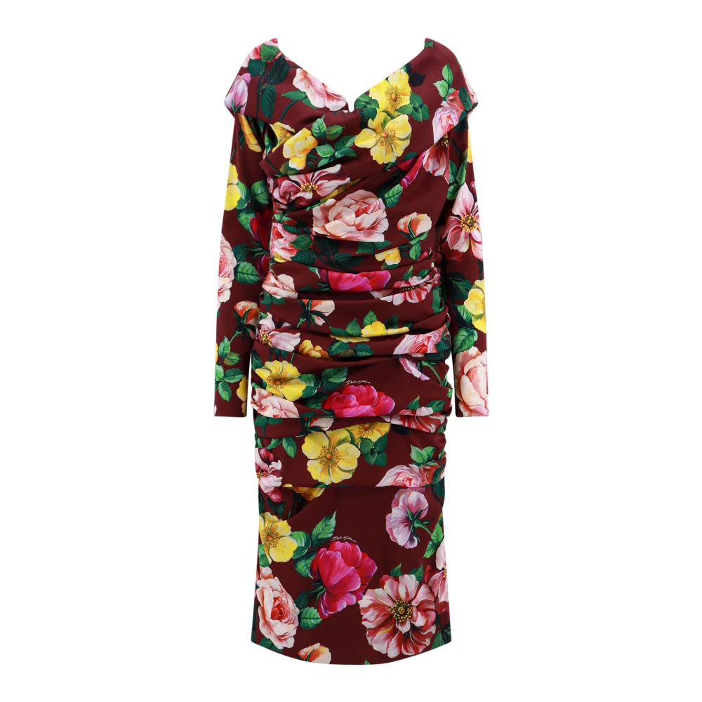 Dolce & Gabbana Zijden jurk met bloemenprint Multicolor Dames