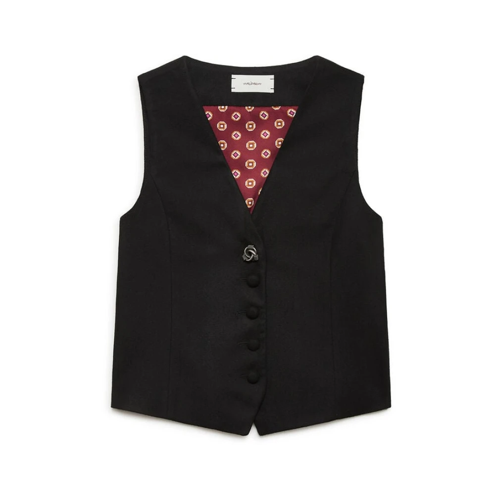 Maliparmi Donna Nero Gilet Sartoriale In Lana