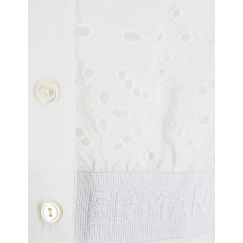 Ermanno Scervino Katoenen Crop Blouse met Uitgesneden Details White Dames