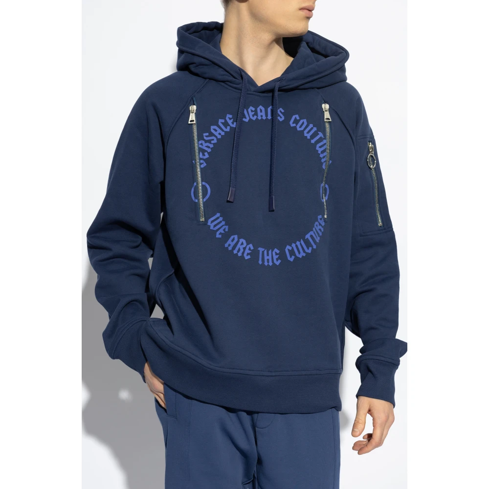 Versace Jeans Couture Sweatshirt met ritssluiting zakken Blue Heren