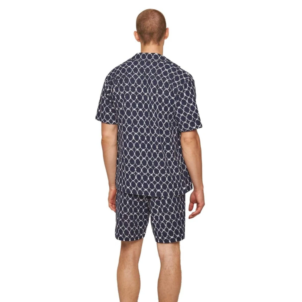 Orlebar Brown Midnight Navy Geo Tile Gebreide Shorts Blue Heren