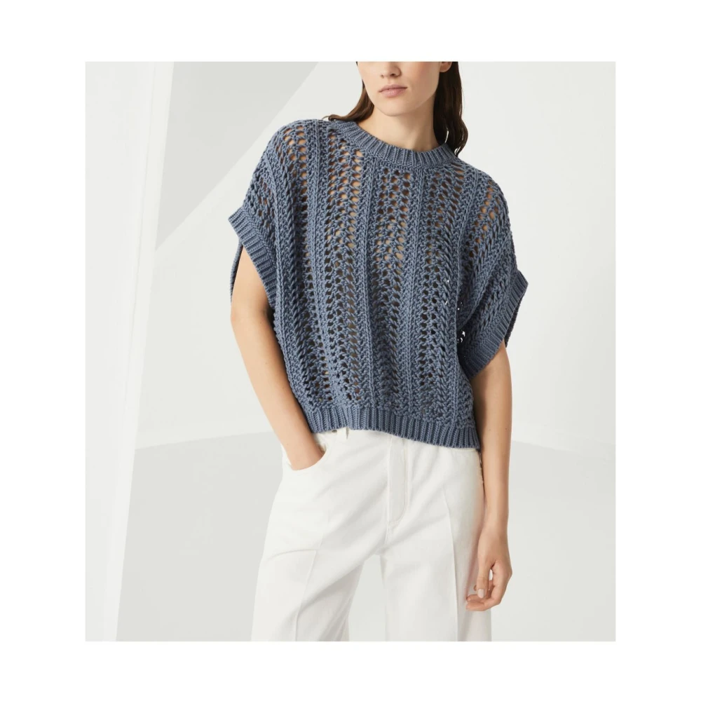 BRUNELLO CUCINELLI Blauwe Avion Sweater Blue Dames