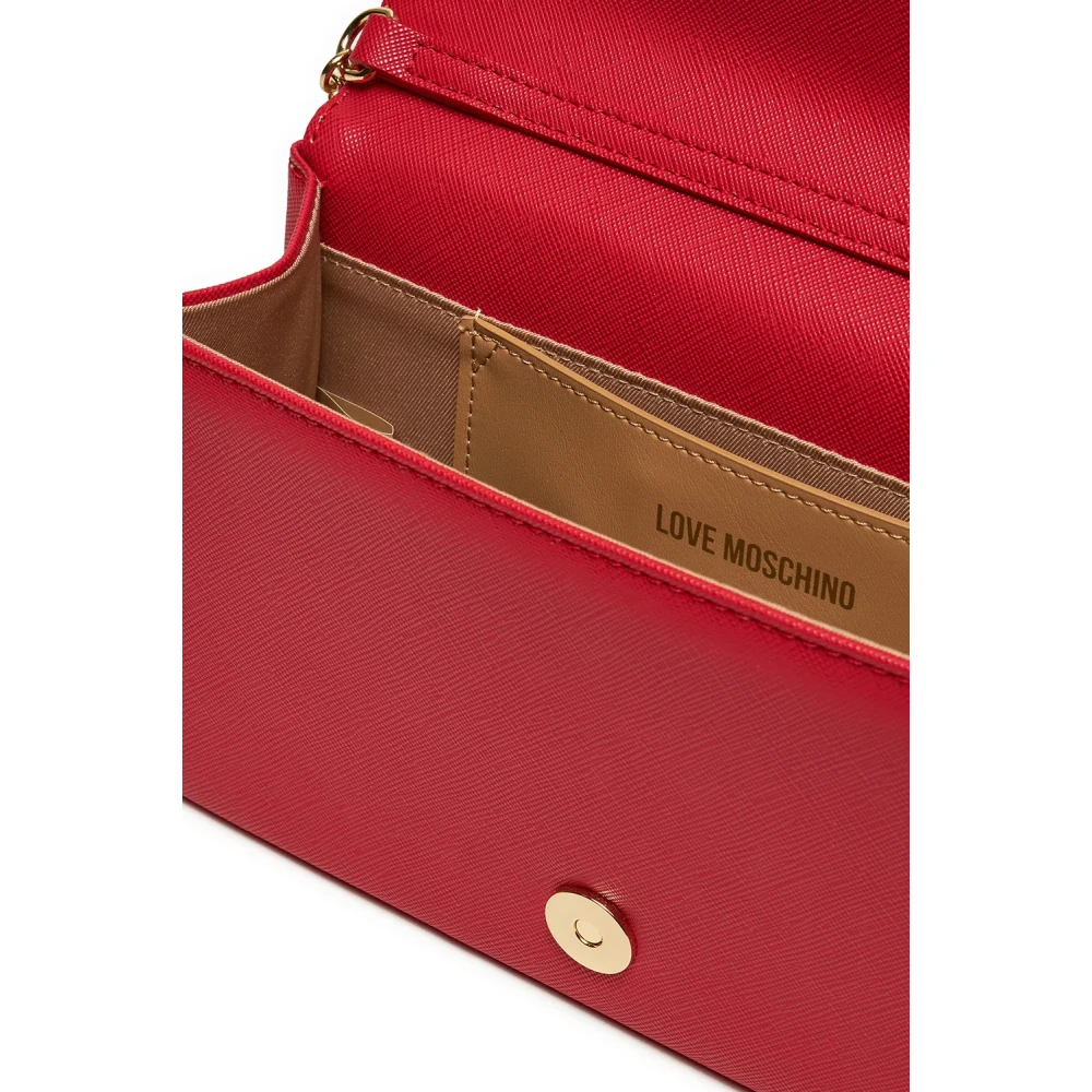 Love Moschino Rode Hart Clutch Tas met Gouden Logo Red Dames