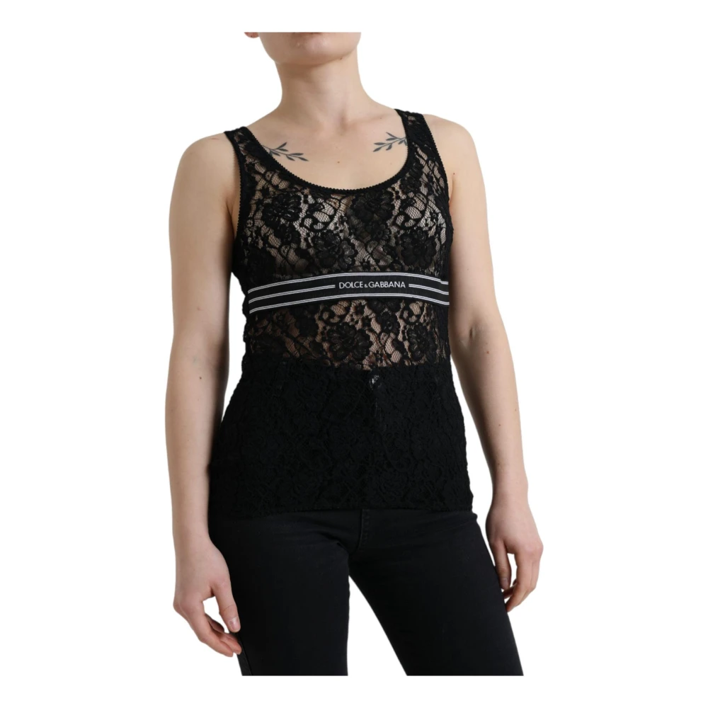 Dolce & Gabbana Sportieve Kant Mouwloze Tanktop Black Dames