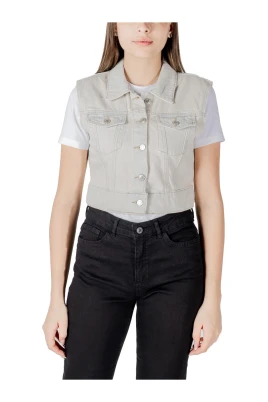 Beige Knappad Bomullsgilet