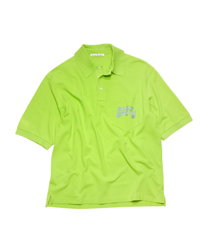polo-vert-citron-pique-avec-coutures