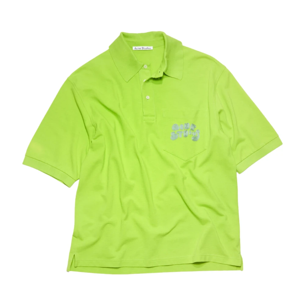 Acne Studios Lime Groene Piqué Gestikte Polo Green Heren