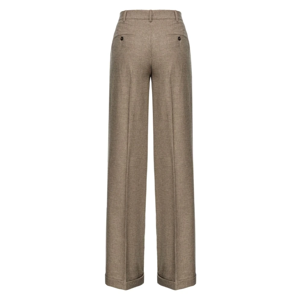pinko Geruite Wollen Broek Brown Dames