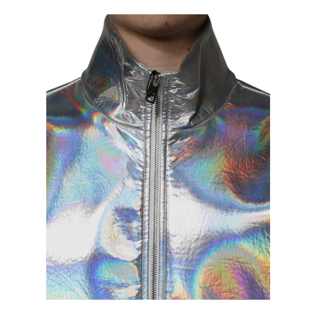 Dolce & Gabbana Iridescent Bomberjack met Logodetails Gray Heren