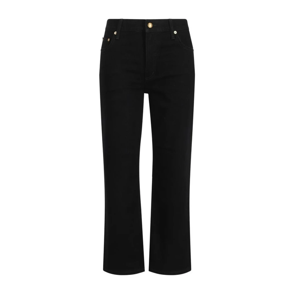 TORY BURCH Cropped Flare Denim Broek Black Dames