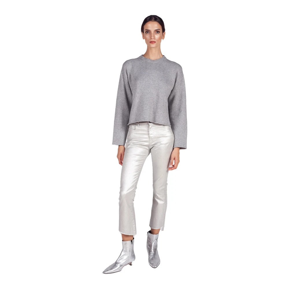 Liviana Conti Grijze Cashmere Blend Roll-Edge Sweater Gray Dames