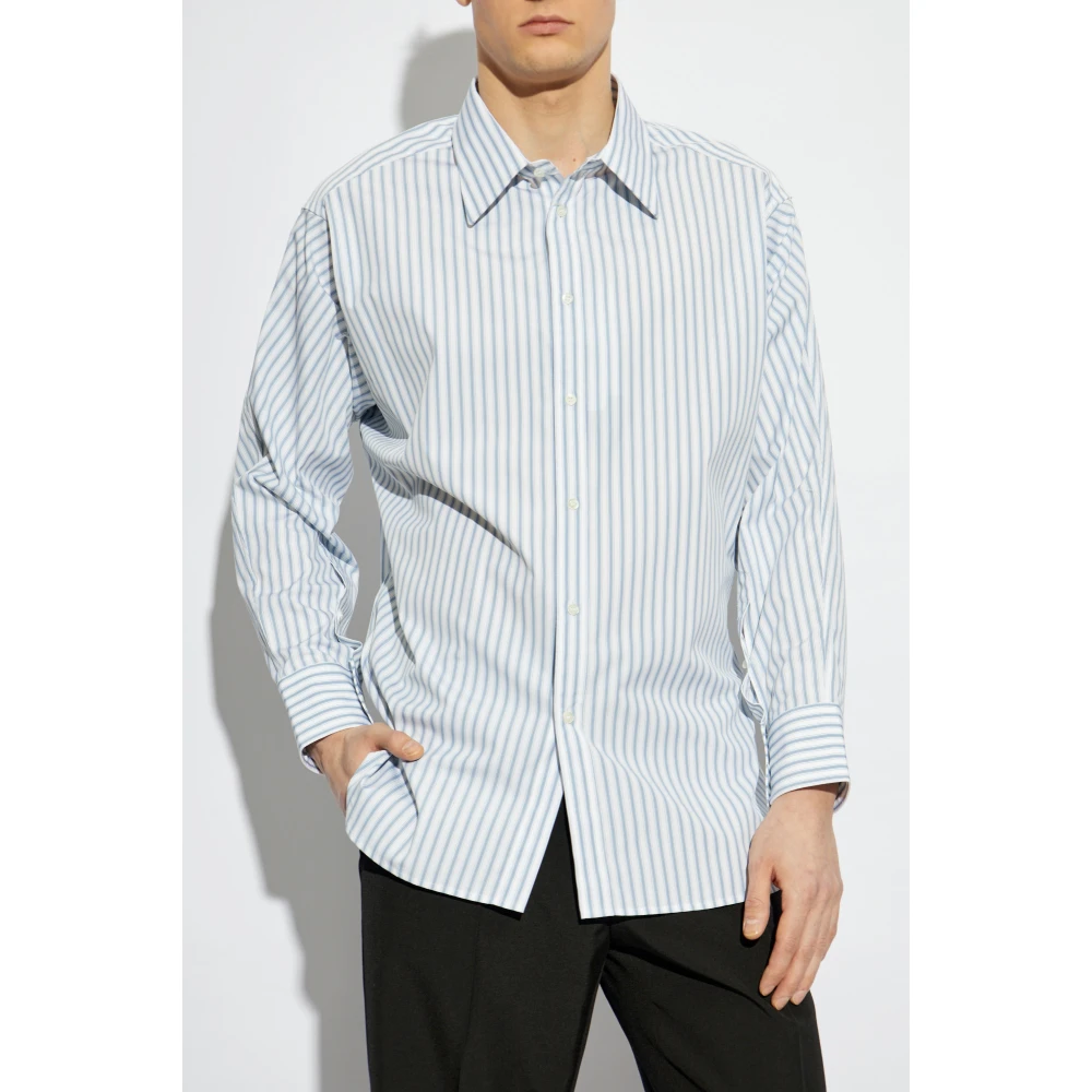Maison Margiela Overhemd met gestreept patroon Blue Heren