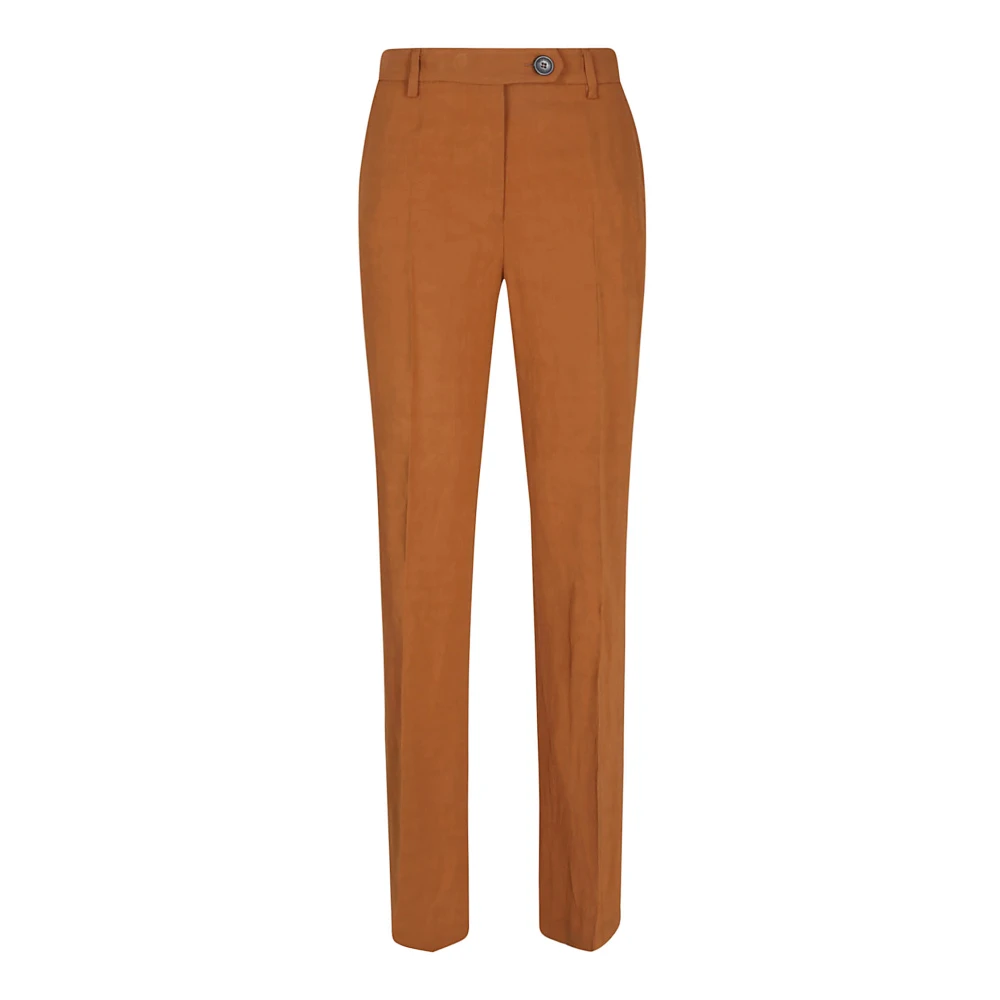 True Royal Linnen Viscose Broek Made in Italy Brown Dames
