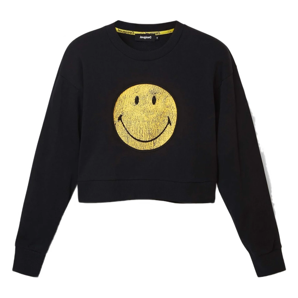 Desigual Smiley Hoodie Black Dames