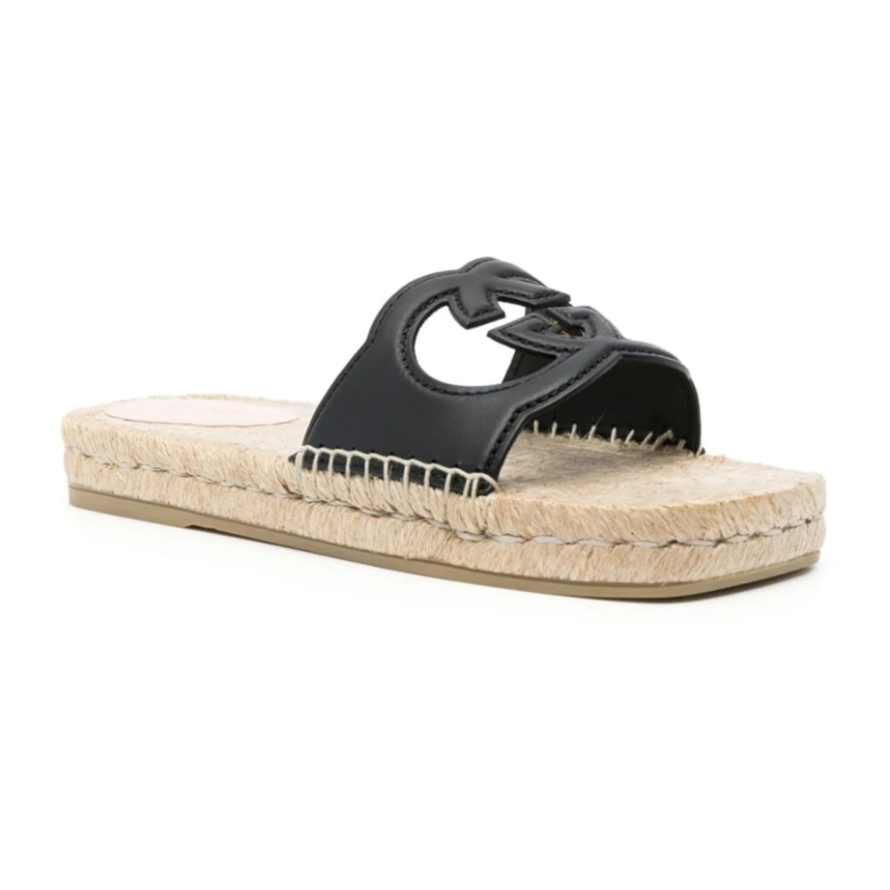 Gucci Leren Logo Slides Black Dames