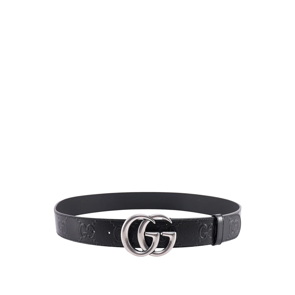 Gucci GG Marmont Präglad Läderbälte Black, Herr