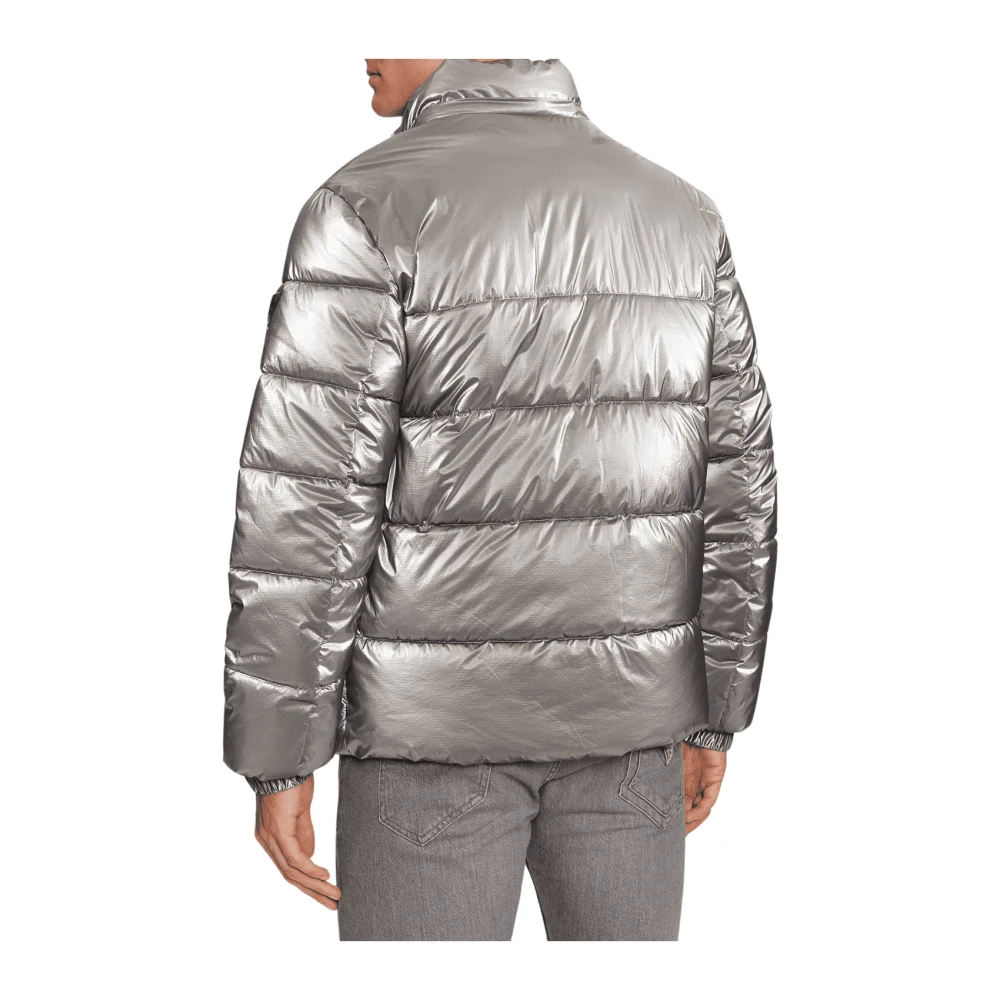 Guess Metallic Puffa Jack Gunmetal Stijl White Heren