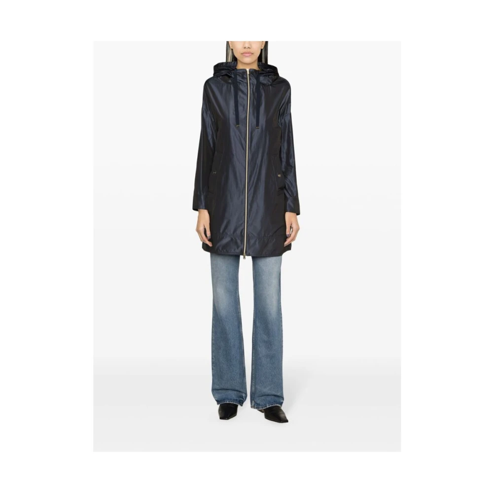 Herno Navy Blue Iridescent Parka met Trekkoord in de Capuchon Blue Dames