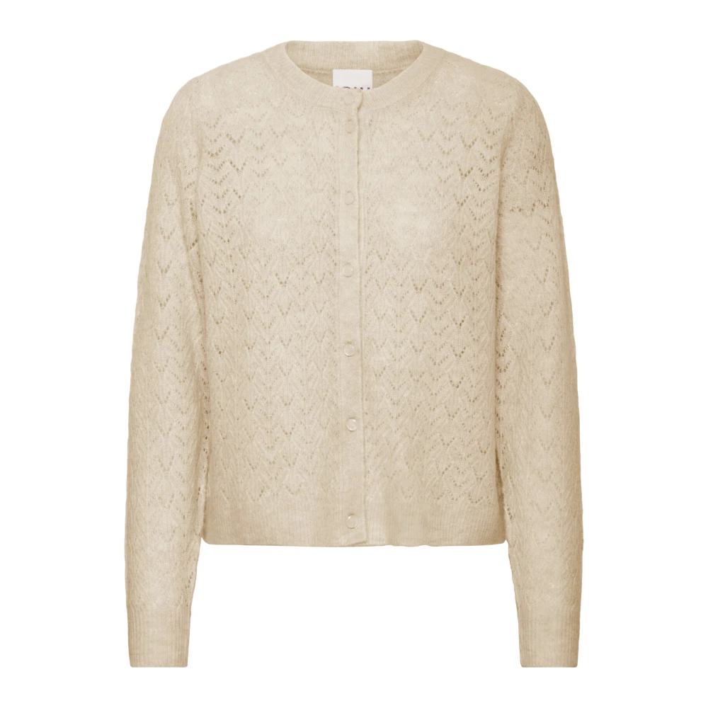 Ichi Gebreide Cardigan Oxford Tan Beige Dames