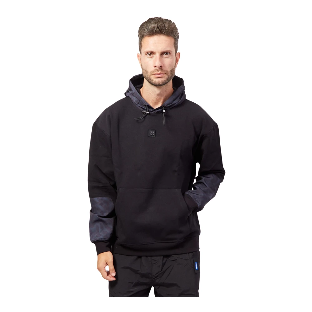 Hugo Boss Zwarte Katoenen Hoodie met Verstoord Logo Black Heren