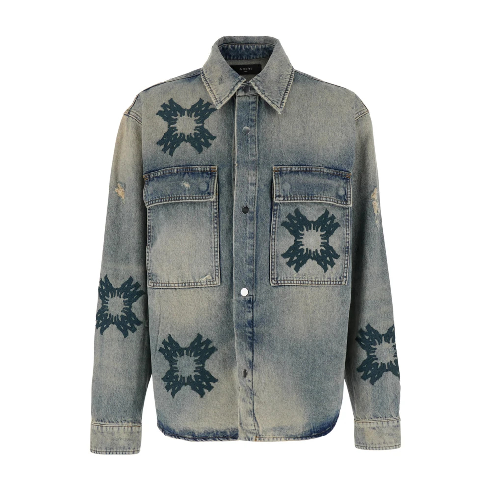 Amiri Blauw Denim Shirt met MA-Quad Prints Blue Heren