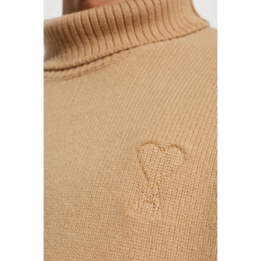 Ami Paris Wollen Turtleneck Beige Heren