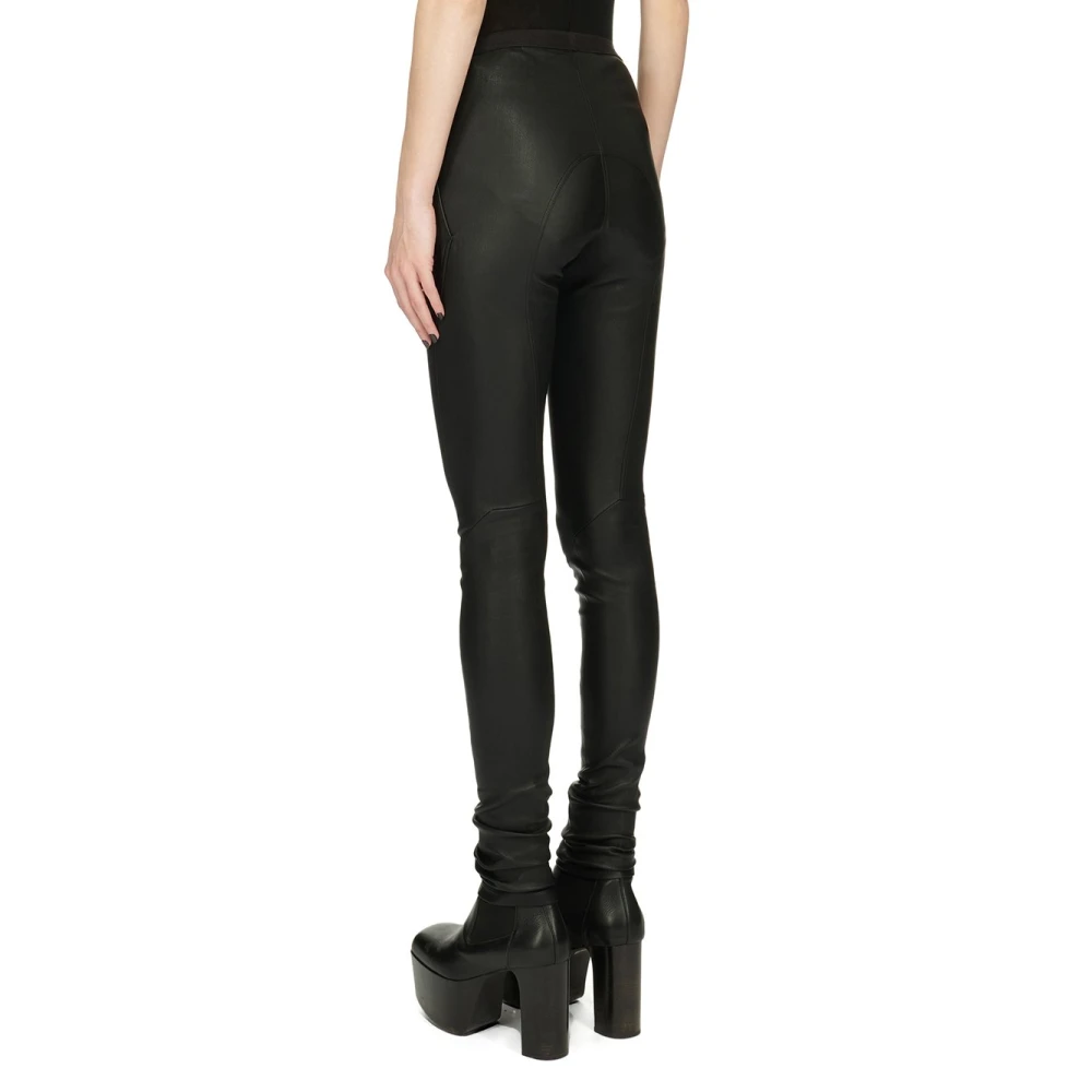 Rick Owens Zwarte leren stretch leggings Black Dames