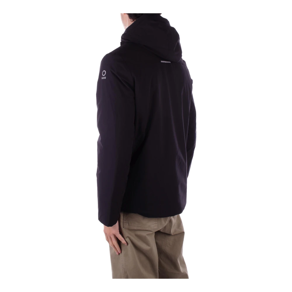 Suns Zwarte Hoodie Rits Zakken Black Heren