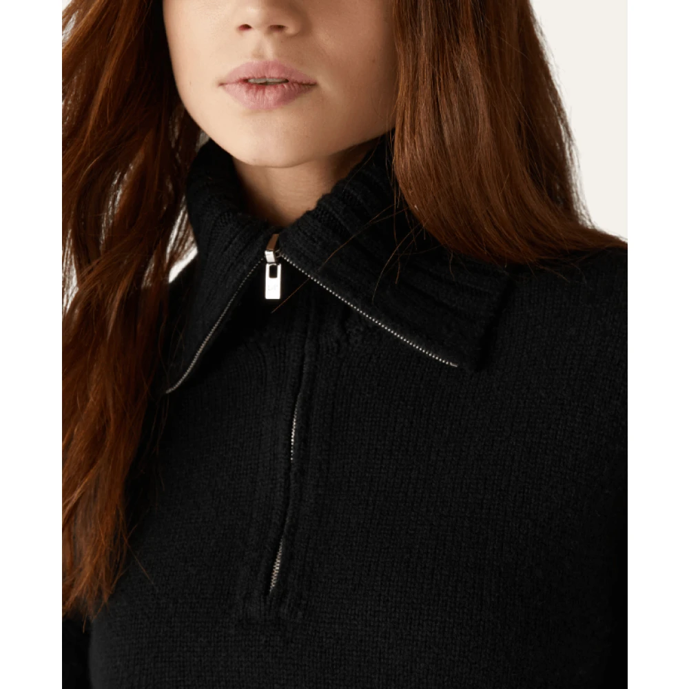 Loro Piana Zwarte Cashmere Half-Zip Sweater Black Dames