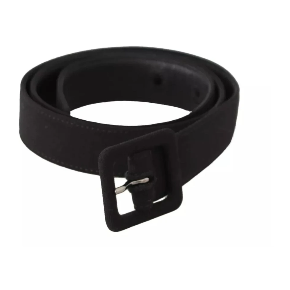 Dolce & Gabbana Women's Black Leather Logo Buckle Belt