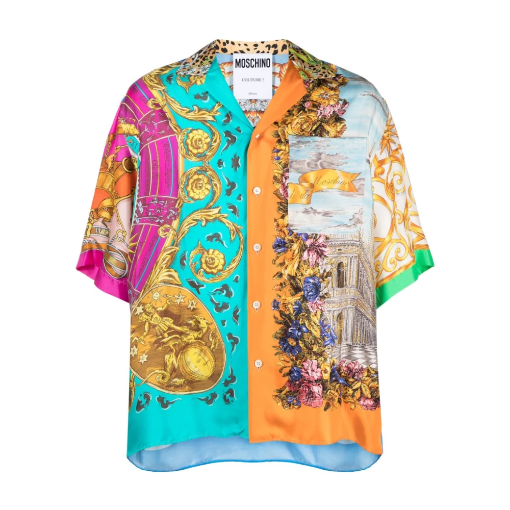 Moschino Multikleur Zijden Satijnen Mix Print Shirt Multicolor Heren