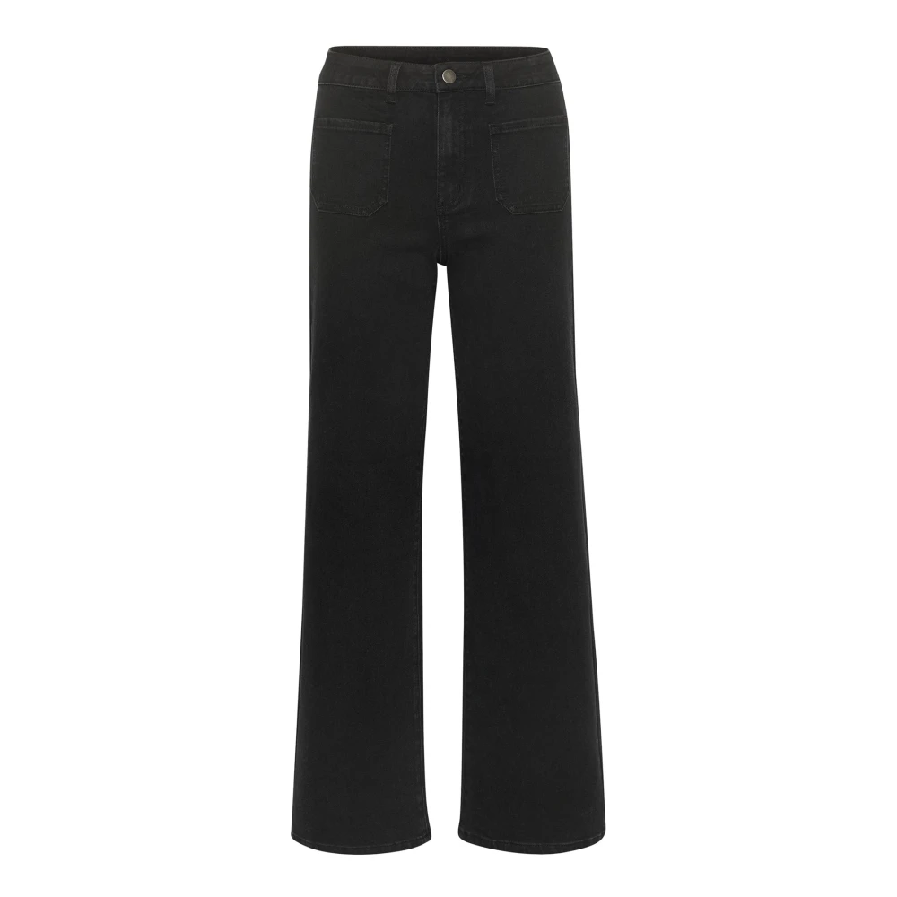 Kaffe Wide Jeans, Female, 2XL, Flared Jeans Deep Classic Style Black