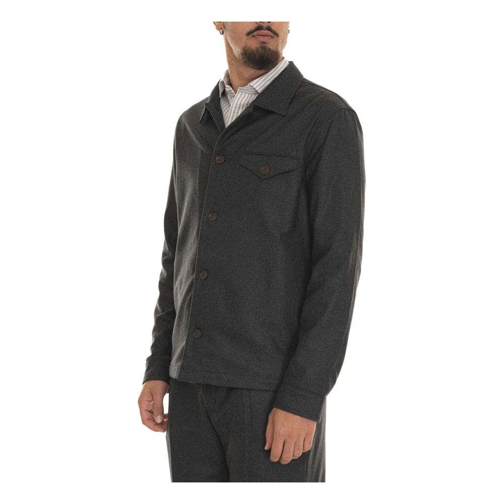 Hindustrie Flanellen Overshirt met Voorzak Blue Heren