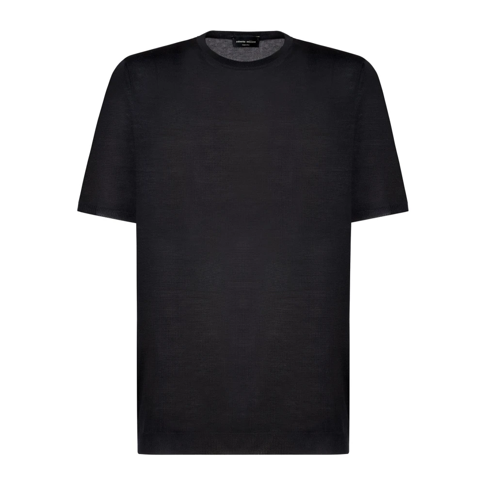 Roberto Collina Zijden Zwarte T-shirt Rt01021 Rt0109 Black Heren