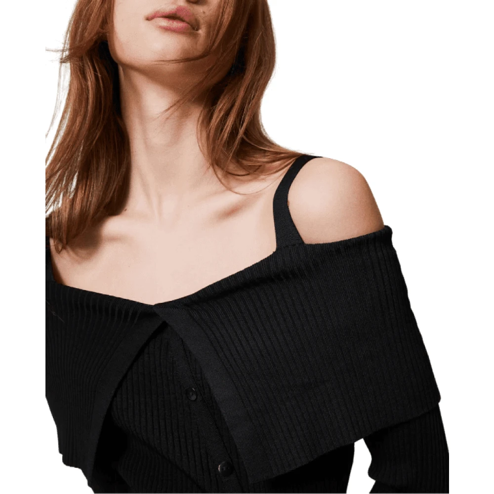 Twinset Off Shoulder Fitted Top Black Dames