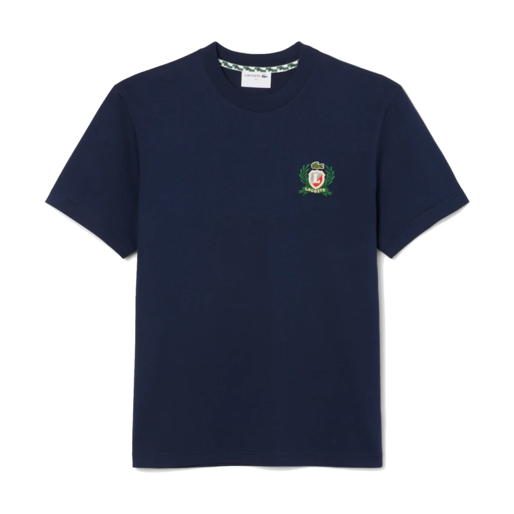 Lacoste Geborduurd Badge Tee Navy Blauw Blue Heren