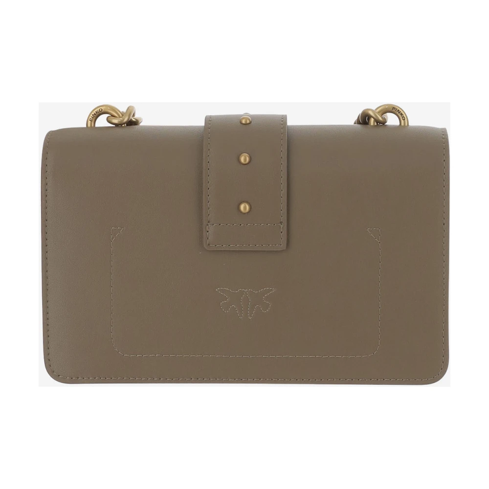 pinko Love Birds Leren Schoudertas Brown Dames